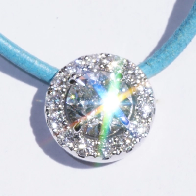 Pendant 18 kt White Gold Round full cut Brilliant 1.00 ct E  SI1  GIA report