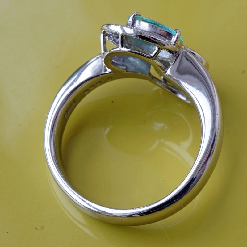 Paraiba-Turmalin-Brillant-Ring-900er-Platin-0.56 ct-0.41 ct