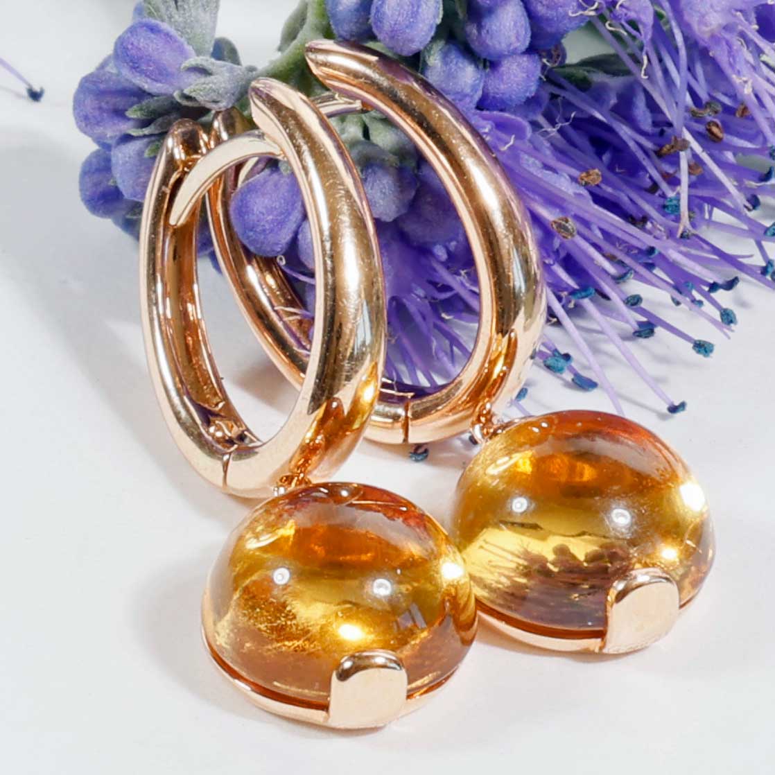 Elegant Citrin Earrings 18 kt Yellowgold 5.71 ct golden Sunshine