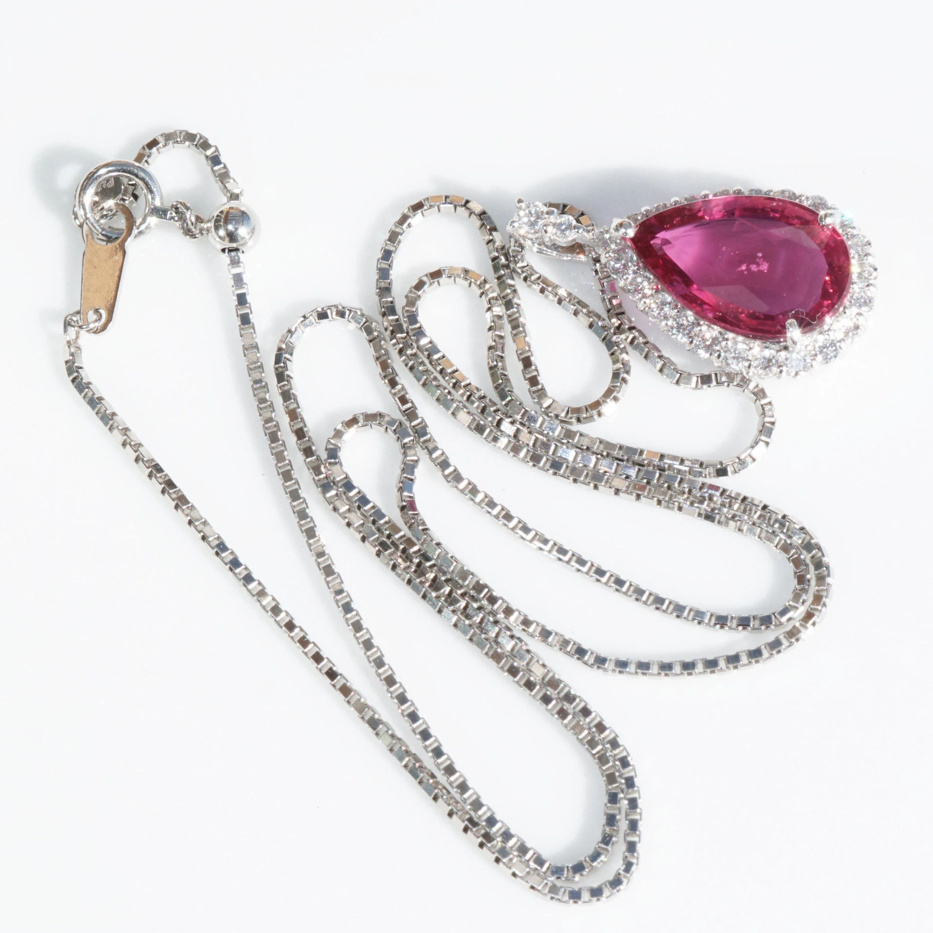 Ruby Brilliant Pendant 3.03 ct unheated Mozambique AIGS Certificate 950 platinum 0.43 ct Rare Size
