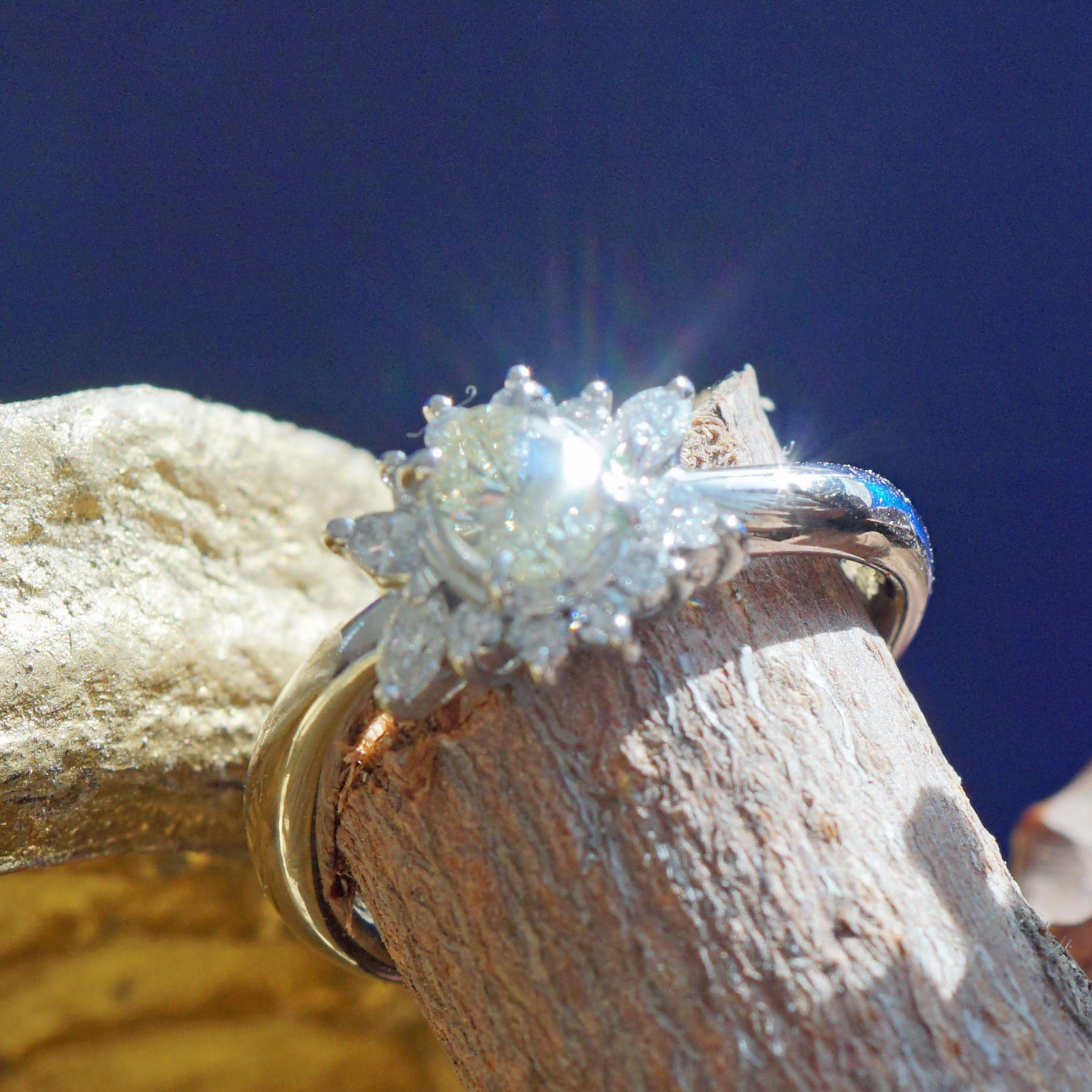 Diamant Ring in 900er Platin 0.41 ct 0.28 ct Tanzende Diamanten