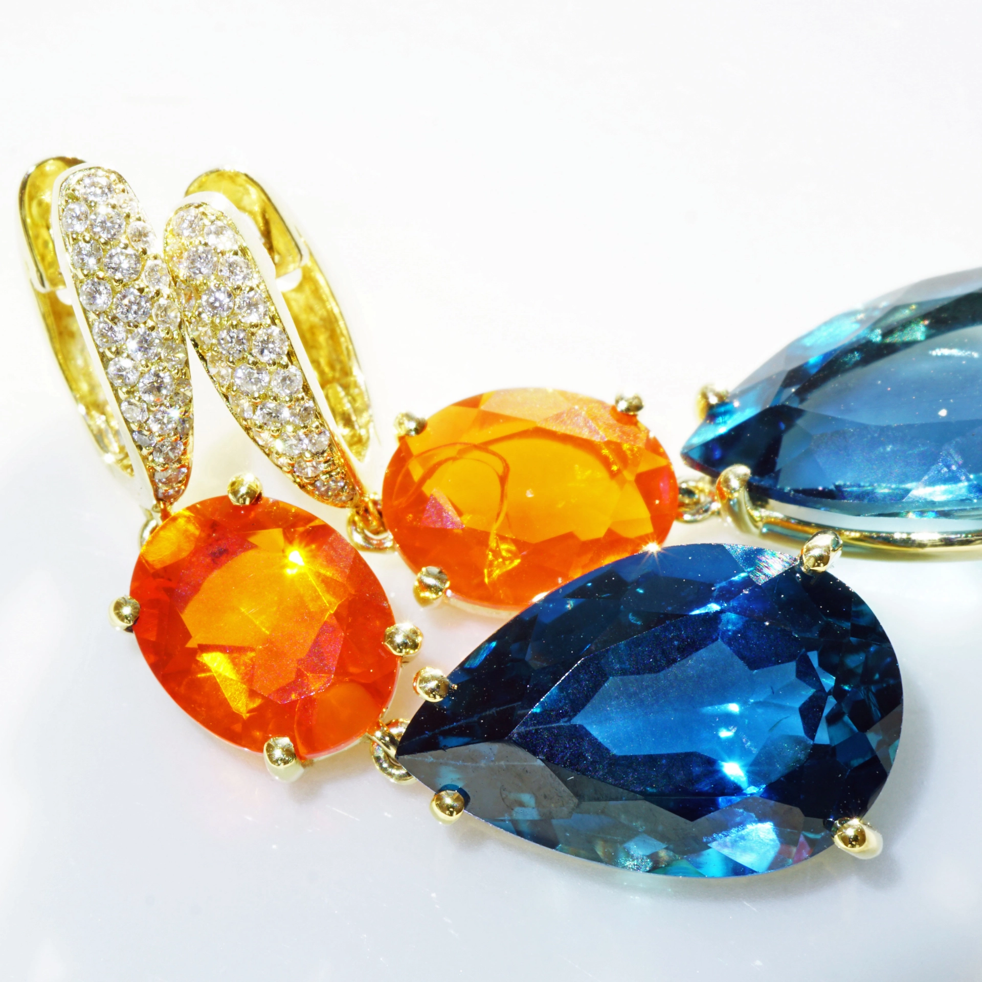 Topaz Fireopal Brilliant Earrings...Quality Earjewellery...Wow Colors