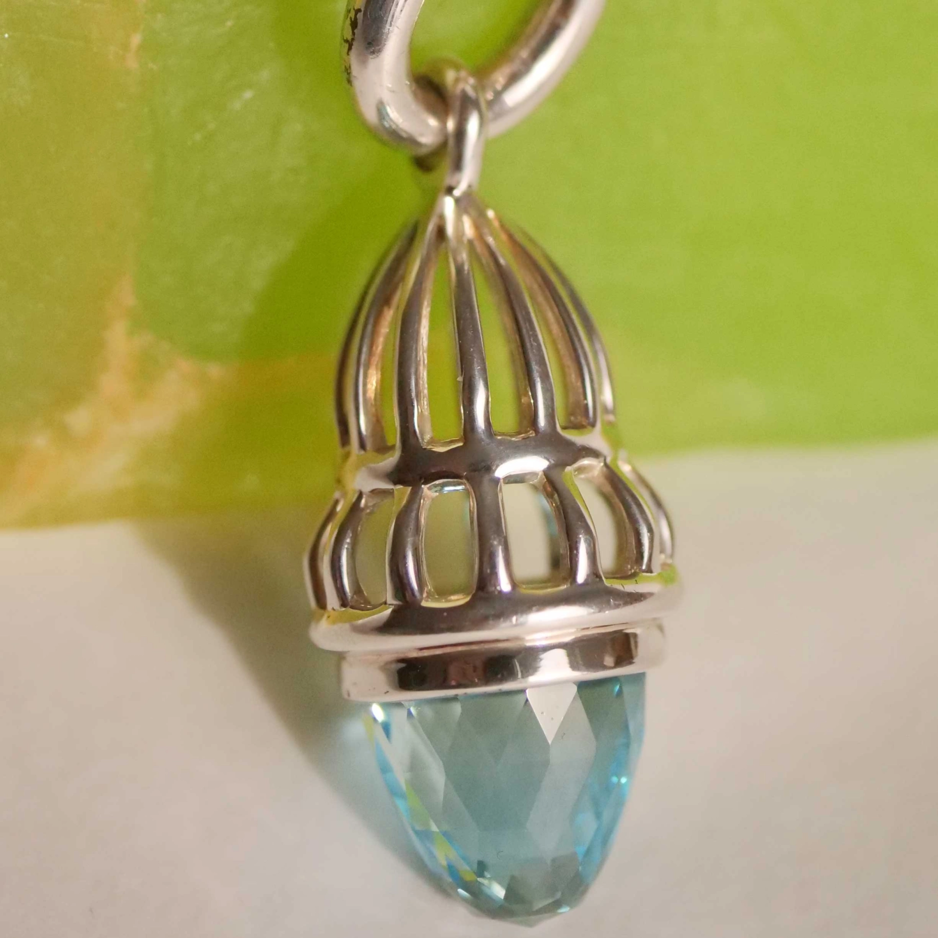 Pendant Fairytale 2 with fine Sky Blue Topaz in a special Cut 925 Silver