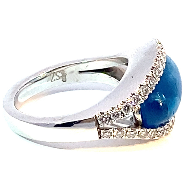 Neonblue Apatite Brilliant Ring 18 kt White Gold 7.50 ct Paraiba Color very fine Jewellery