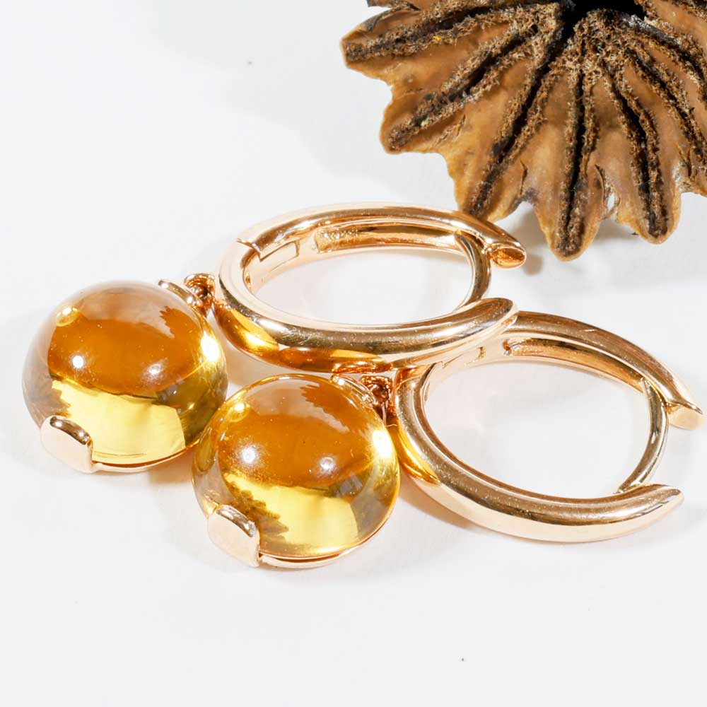 Elegant Citrin Earrings 18 kt Yellowgold 5.71 ct golden Sunshine
