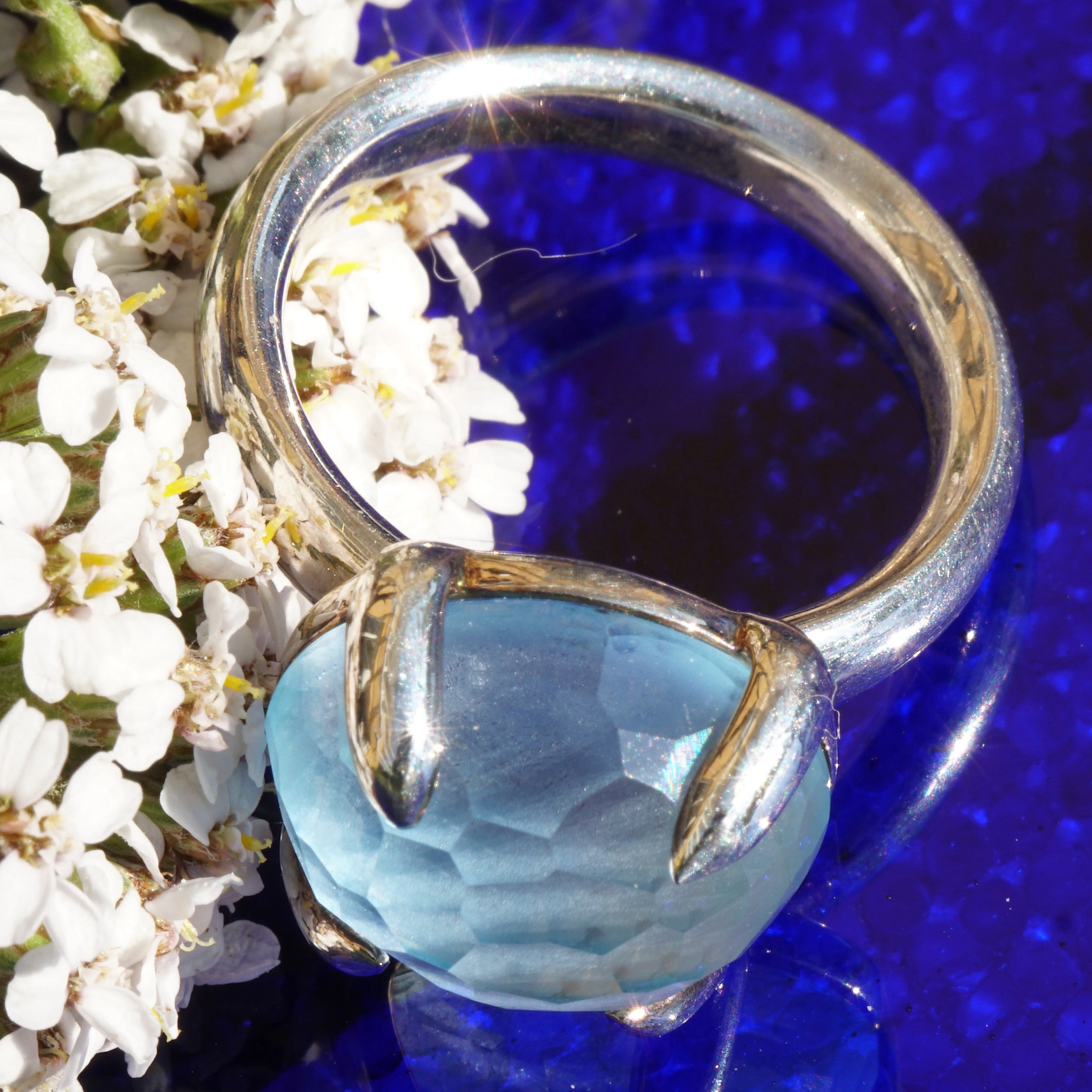 CHILANGO RING Blue Topaz bombastisch 925er Silber neu mit orig. Etui massiv