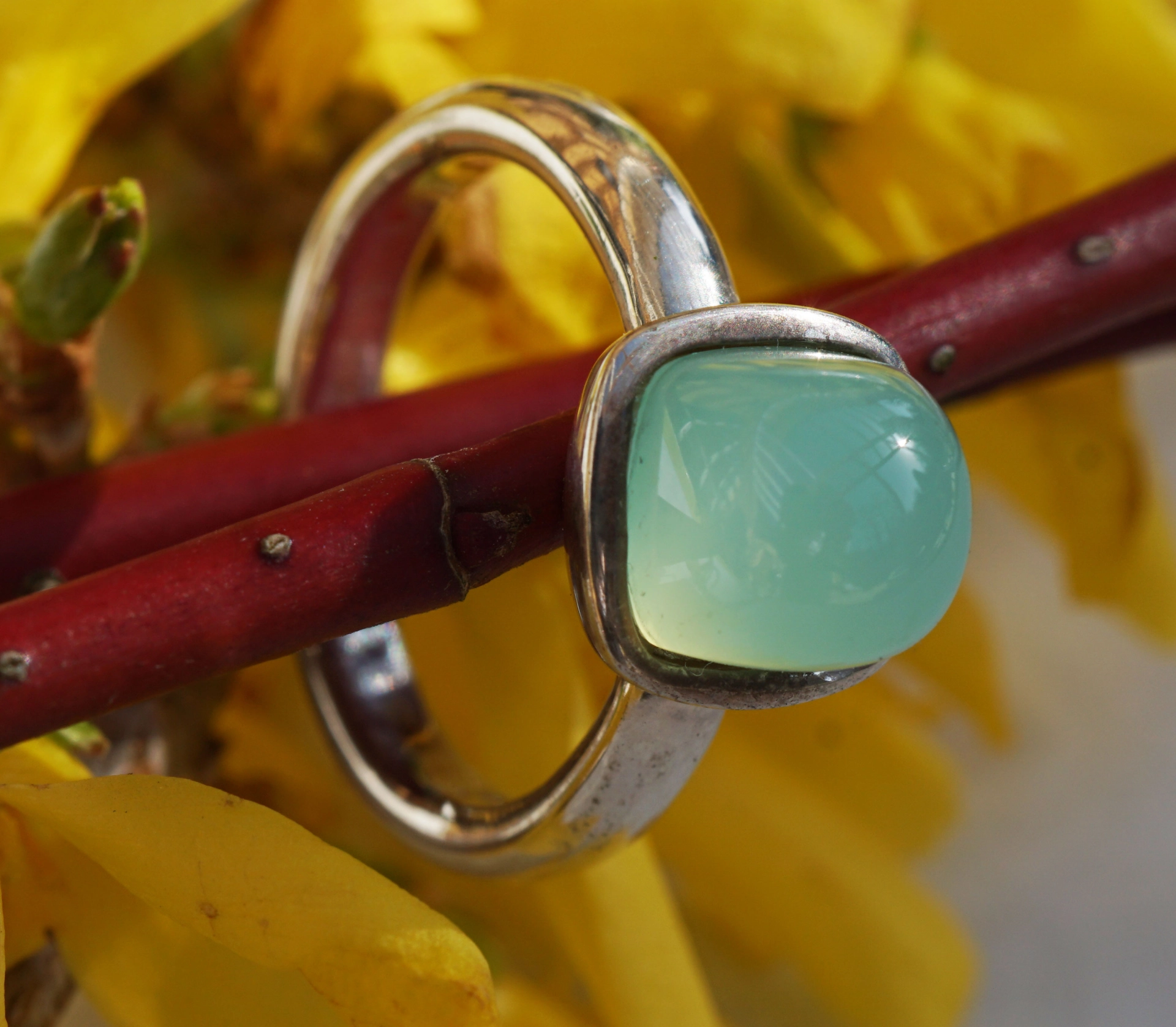 CHILANGO RING TUTENCHAMUN Prehnit 925er Silber neu mit orig. Etui massiv