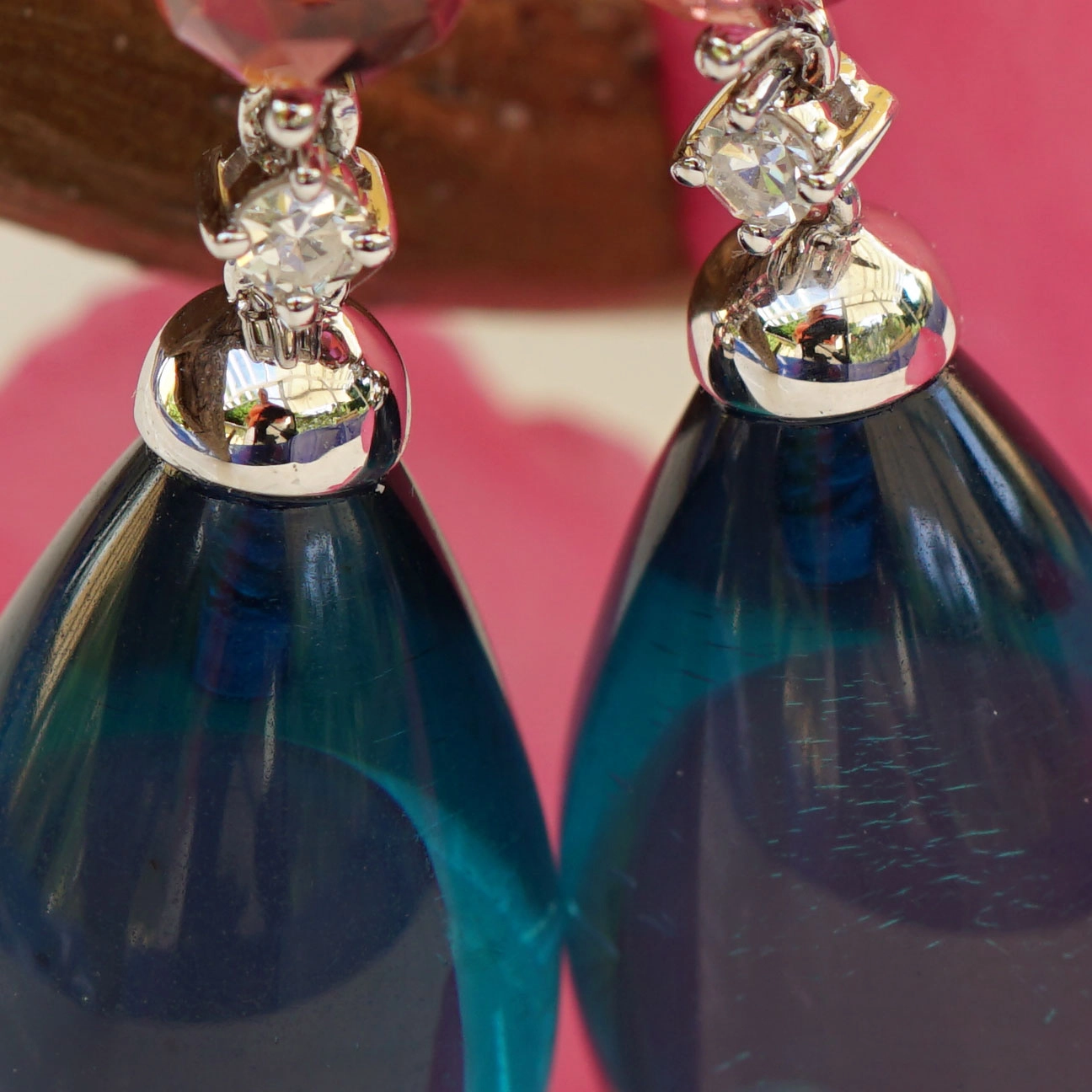 Amber Tourmaline Earrings with Brilliants 18 kt Gold ....the summer will be hot