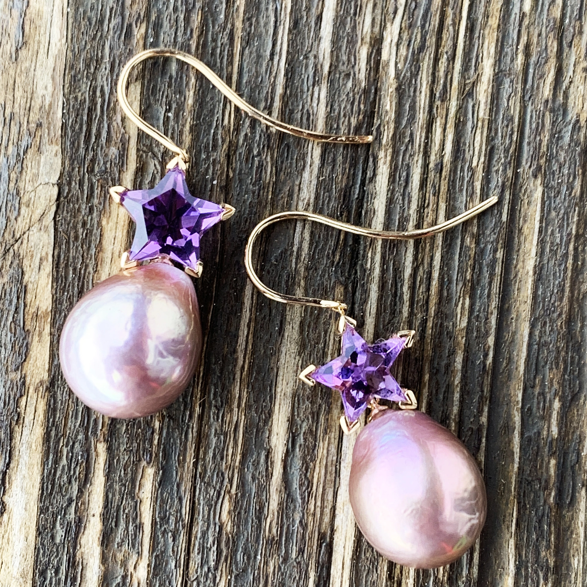Amethyst Zuchtperl Ohrhänger Lüster top 750er Rosegold ... be my star