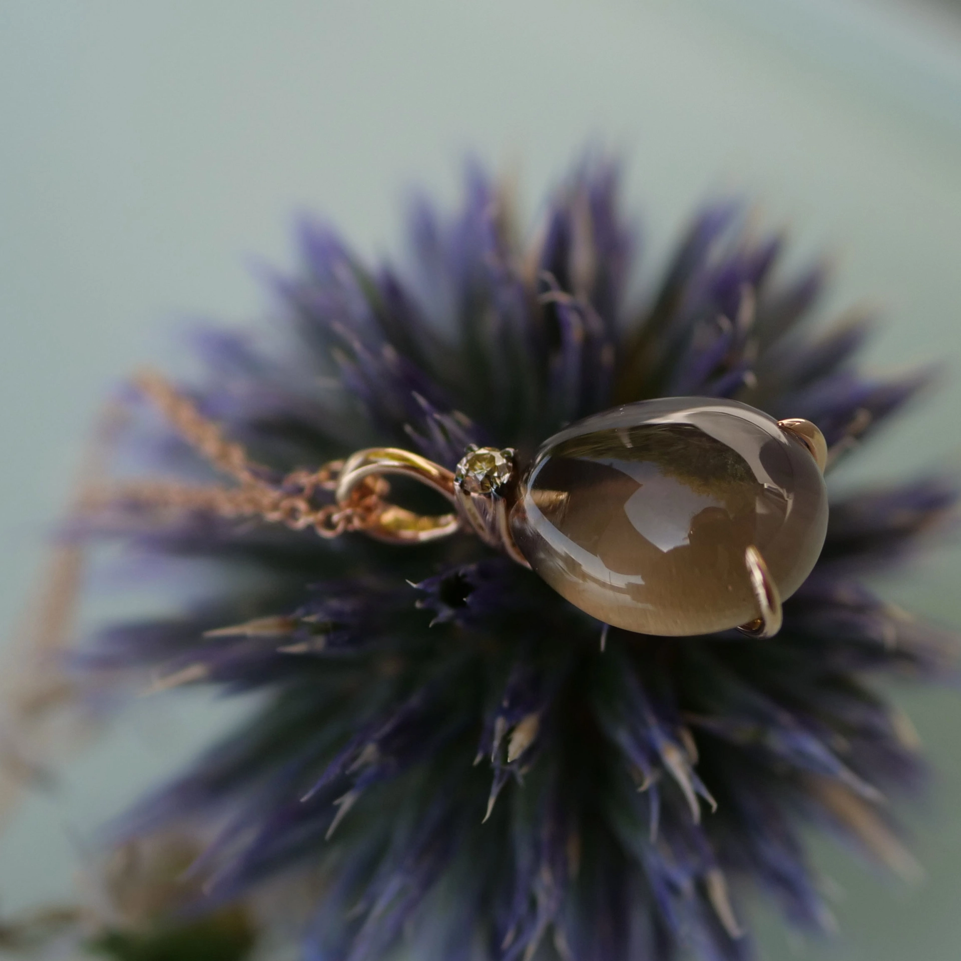 Drop Pendant...soo sweet...with smokeyquartz and brown diamond...made in Italy