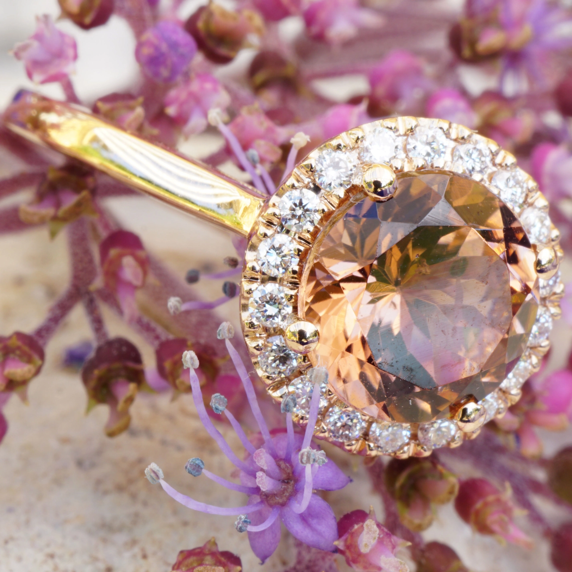 Turmalin Ring 18 kt Rosegold made in Valenza Springcolors