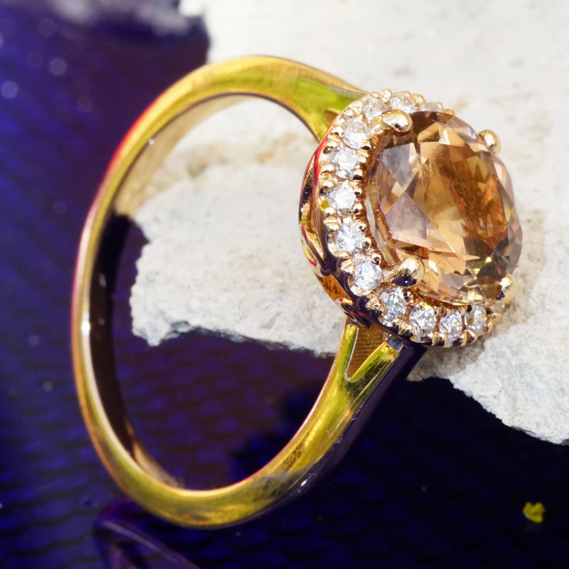 Turmalin Ring 18 kt Rosegold made in Valenza Springcolors