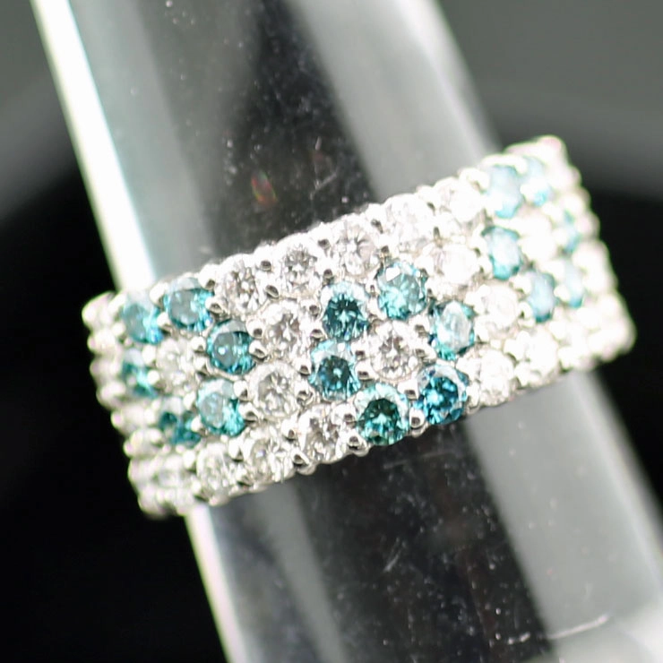 Brillant-Ring-blau-weiß-2 ct-900er-Platin