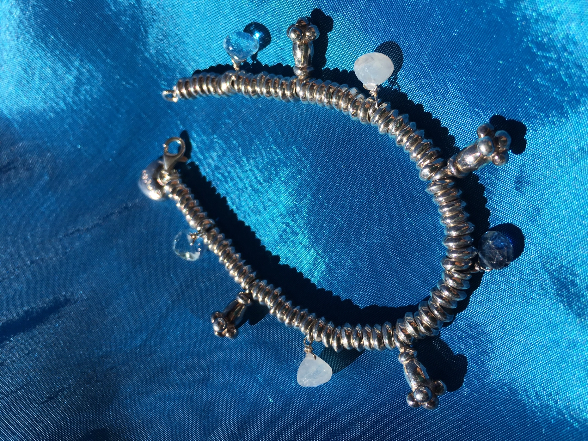 Original Chilango Armband SPARKLING STARS 925er Silber SKY BLUE WHITE QUARZ