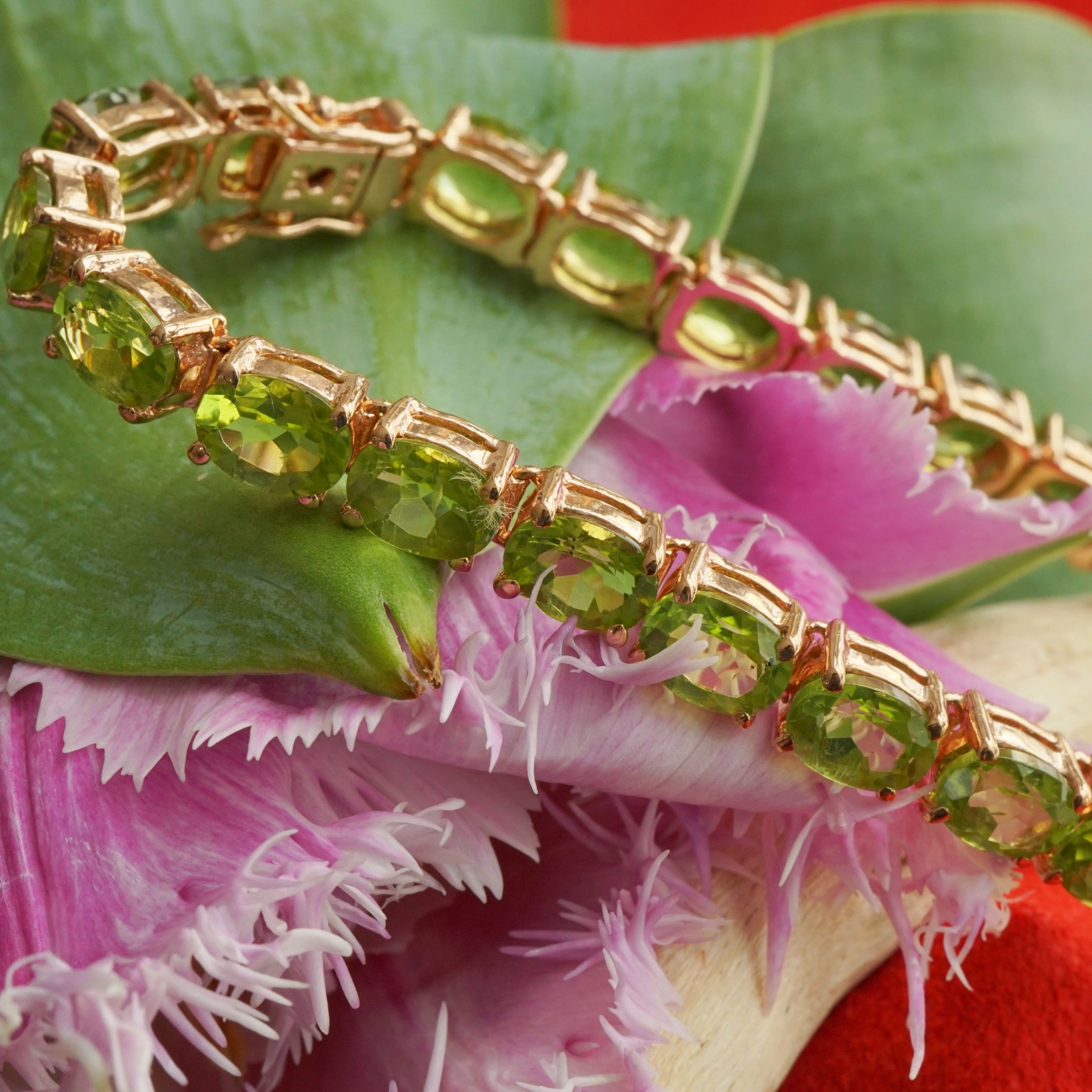 PERIDOT ARMBAND 25 ct Silber rosevergoldet 19 cm you will love this green fire