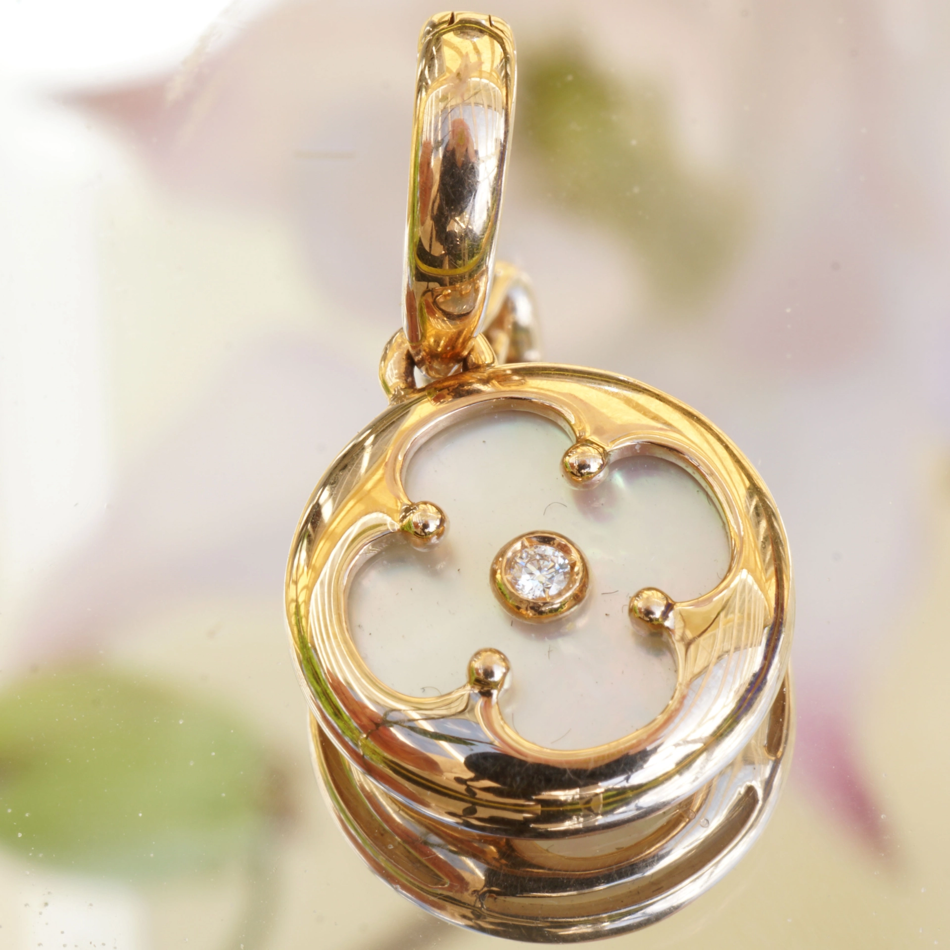 Cloverleaf Pendant with Brilliants 750 Rose Gold made in Italy