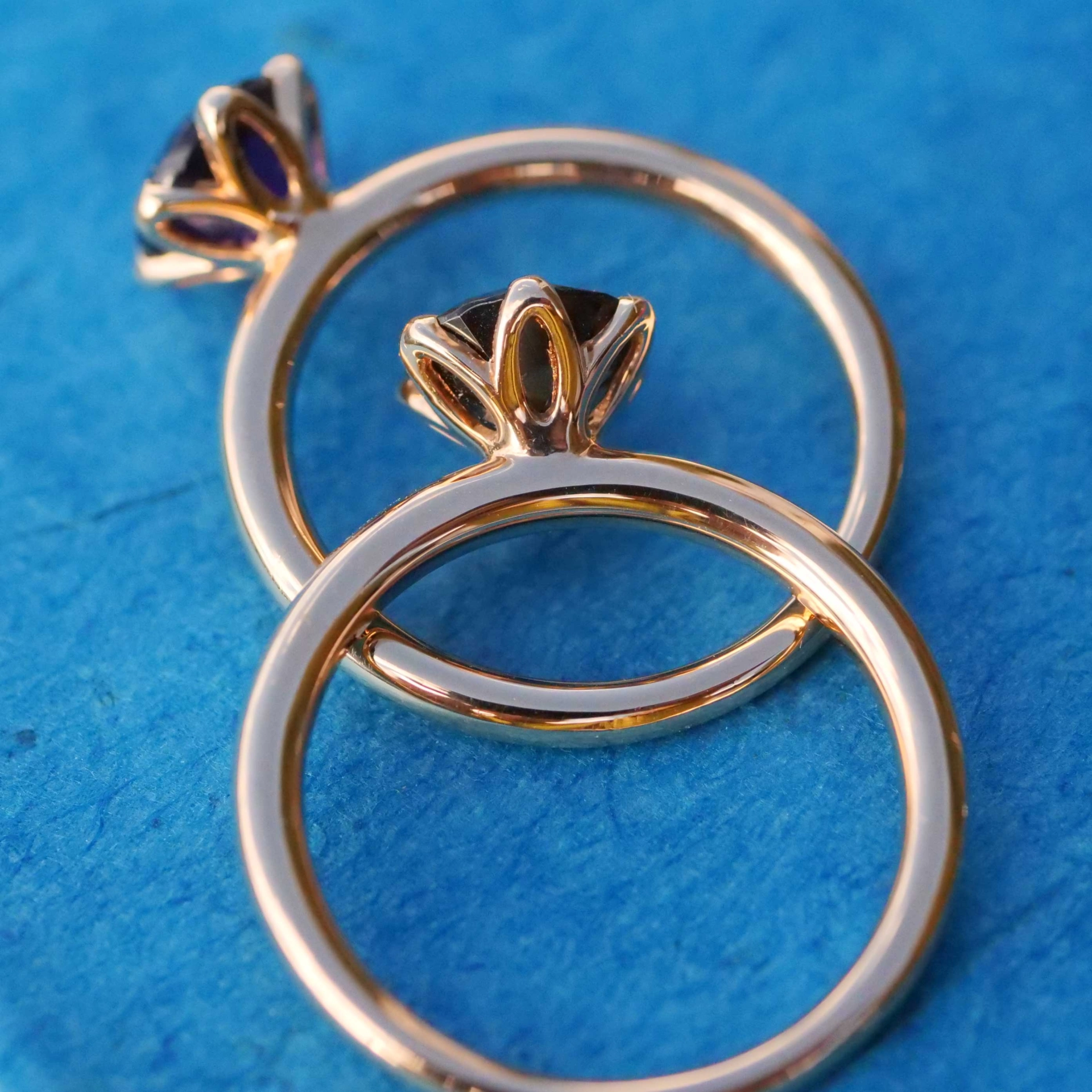 Bestseller Combination Ring made in Valenza...18 kt Rose Gold with Amethyst