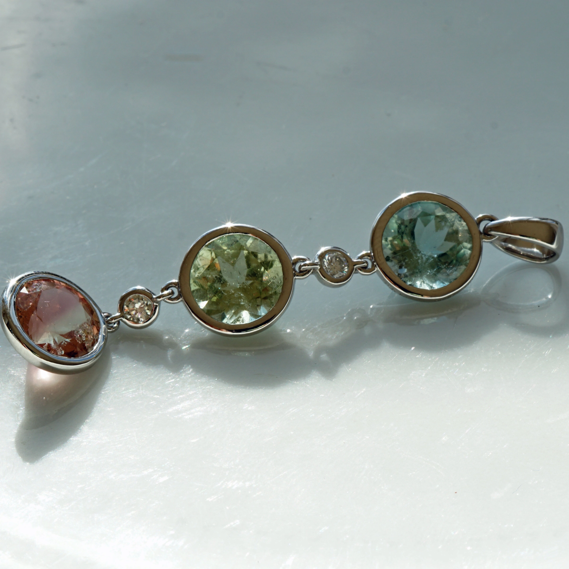 Turmalin Diamond Pendant in its greatest natural Pastel Colors