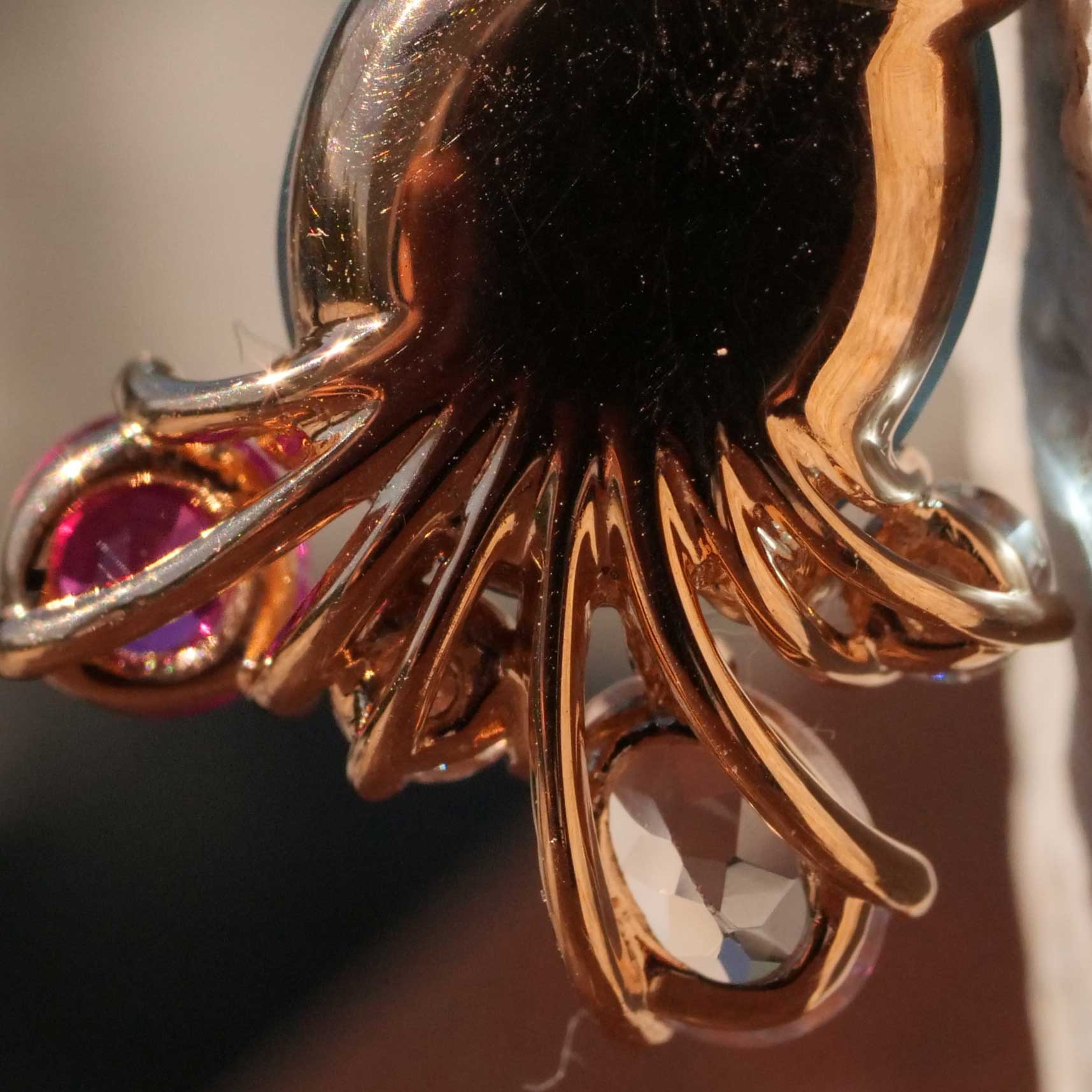 Topaz Tourmaline Morganite Brilliant Pendant with Chain 750 Rose Gold exquisite jewelry from Italy