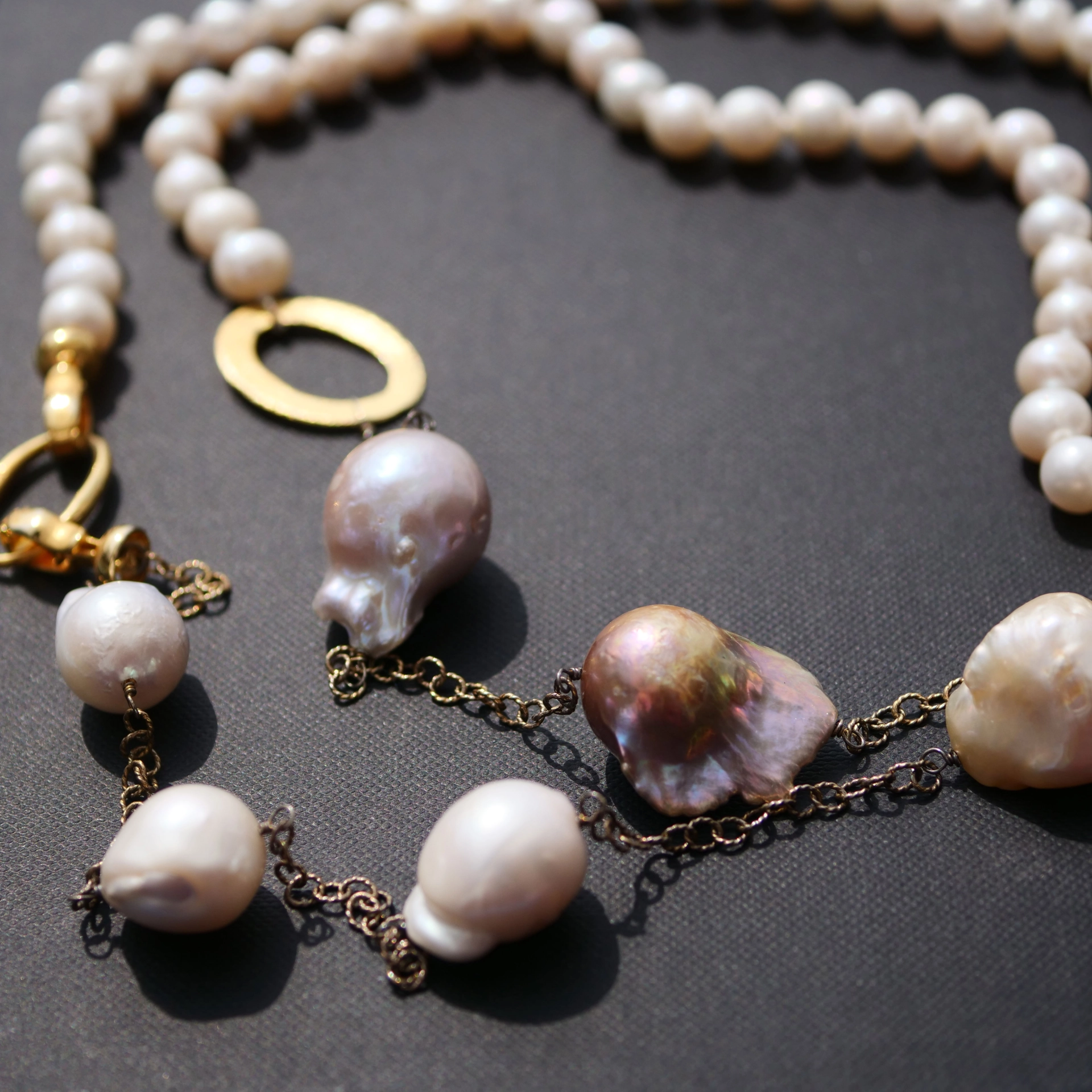 Chic Pearl Necklace..... two faces...95 cm...Silver
