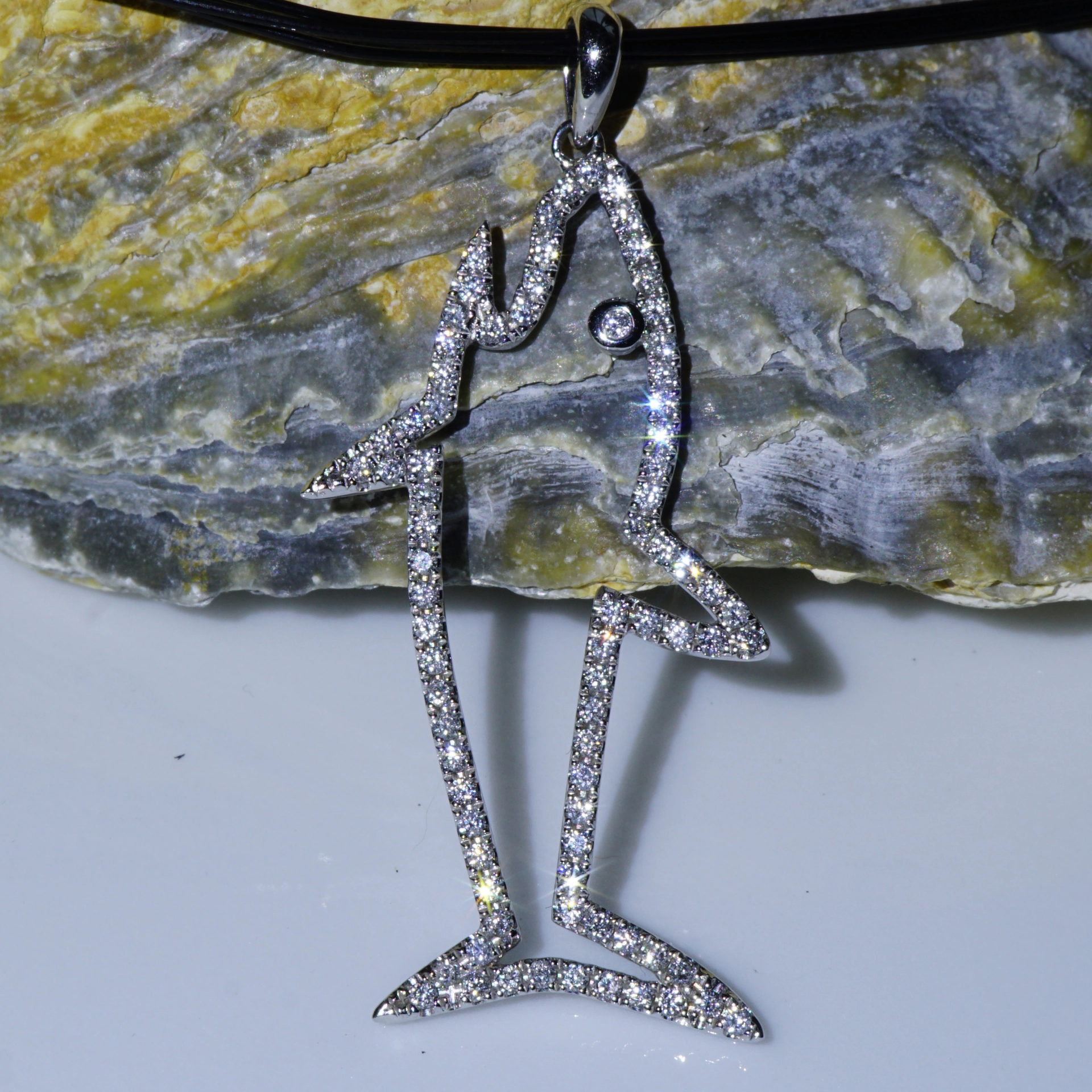 Shark Pendant Police Man of the Seas 18 White Gold 0.68 ct