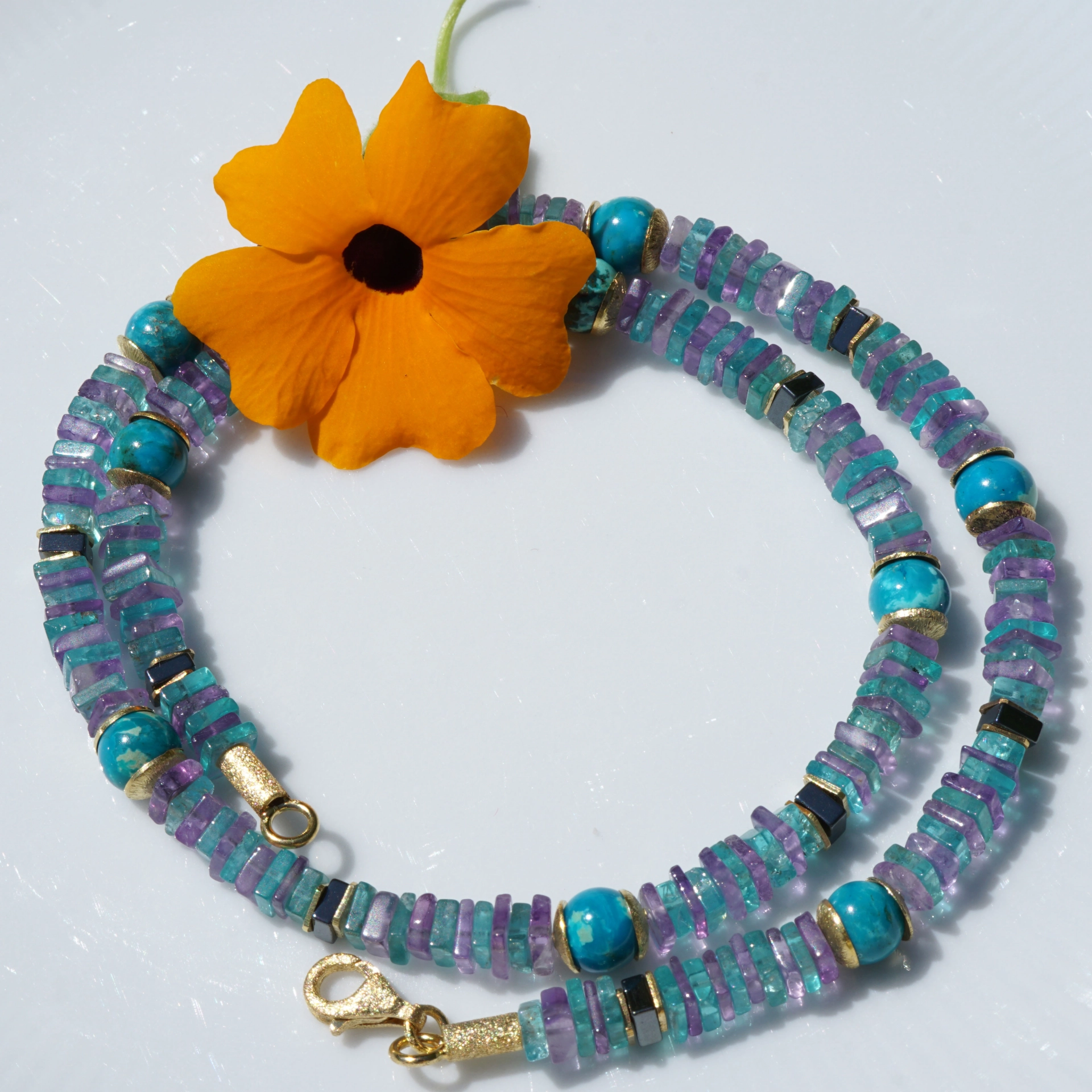 Apatite, Amethyst and Amazonite Necklace....what a Color!