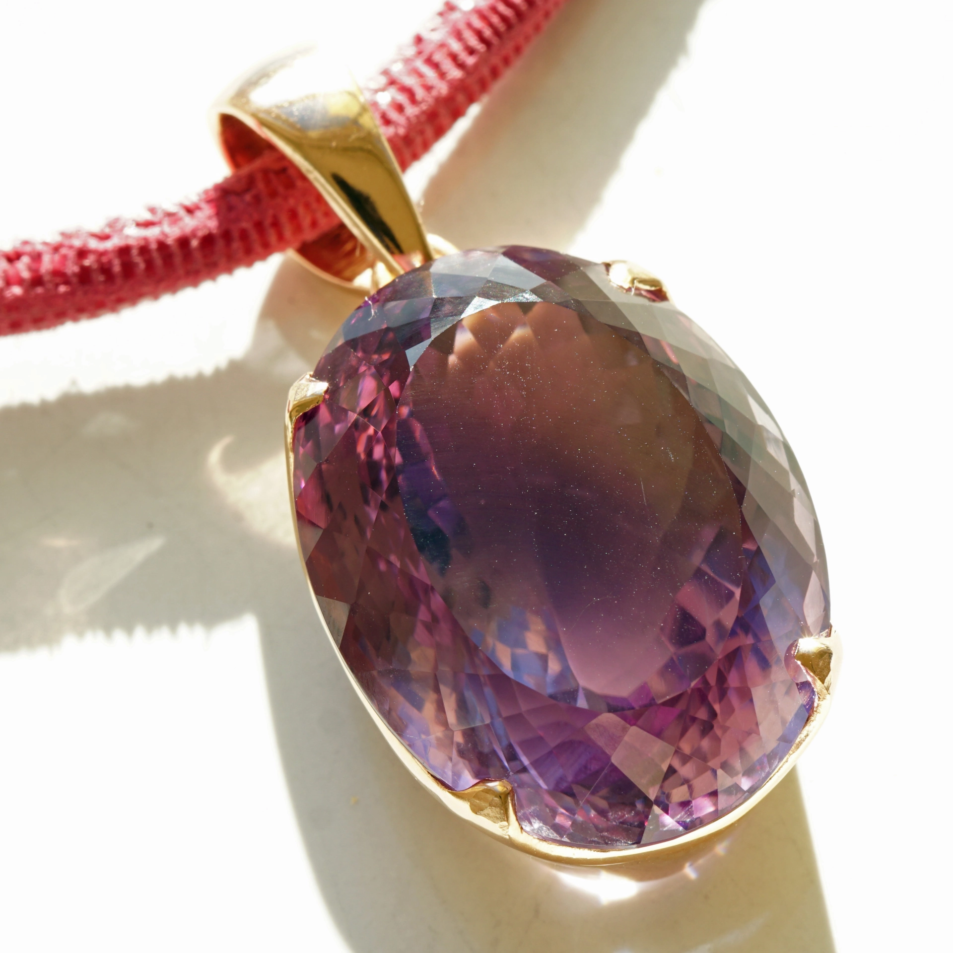 Amethyst Anhänger 925er Silber rosevergoldet 67 ct XXL Größe 48 x 24 mm