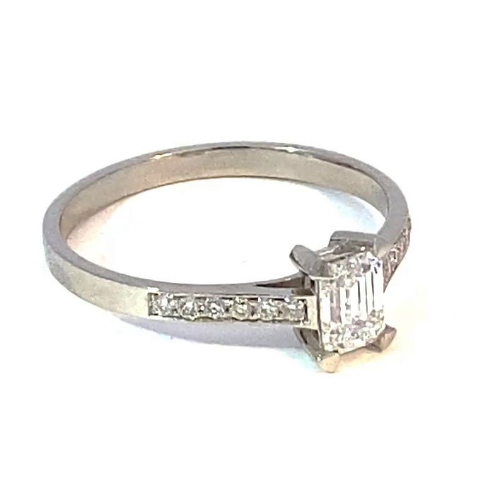 Emerald Diamond Ring 0.64 ct D VS2 Silhouette Bentner GIA Certificate 950 Platinum