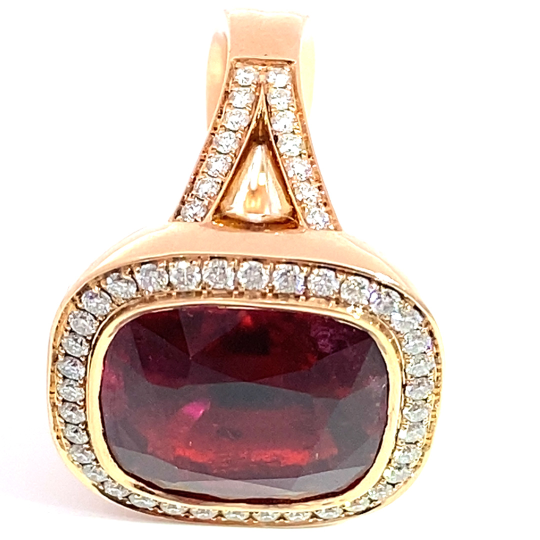 Rare Rubellite Brilliant Ring from Afghanistan 23.10 ct red-pink Exception of Luminosity AAA+