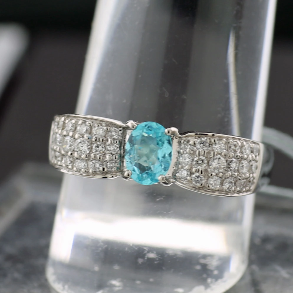 *TOP Selection* Paraiba Brillant Ring 0.31 ct/0.30ct 900er-Platin