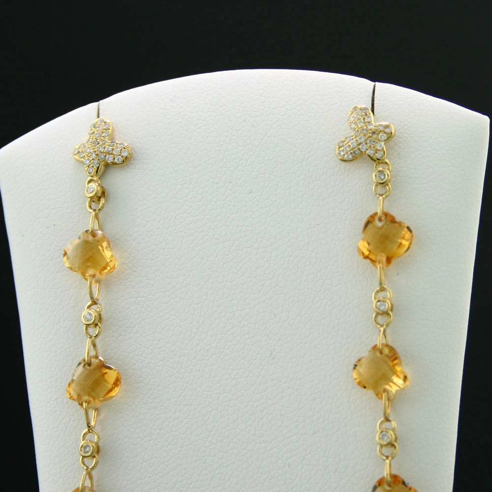 Citrin-Brillant-Ohrhänger, 750/-GG/-18 kt