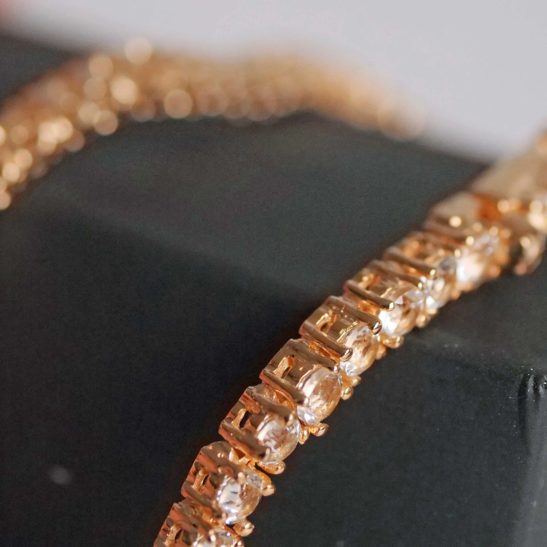 Chilango Tennis Bracelet 925 Silver 18 kt Gold Plated  19,5 cm lenght Rock Crystals