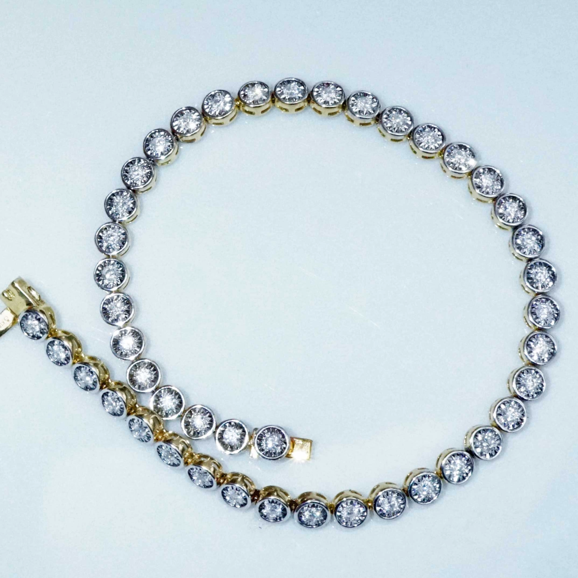 Tennis Necklace and Bracelet 18 kt Yellow Gold 2.60 ct Great Lenght of 60 cm