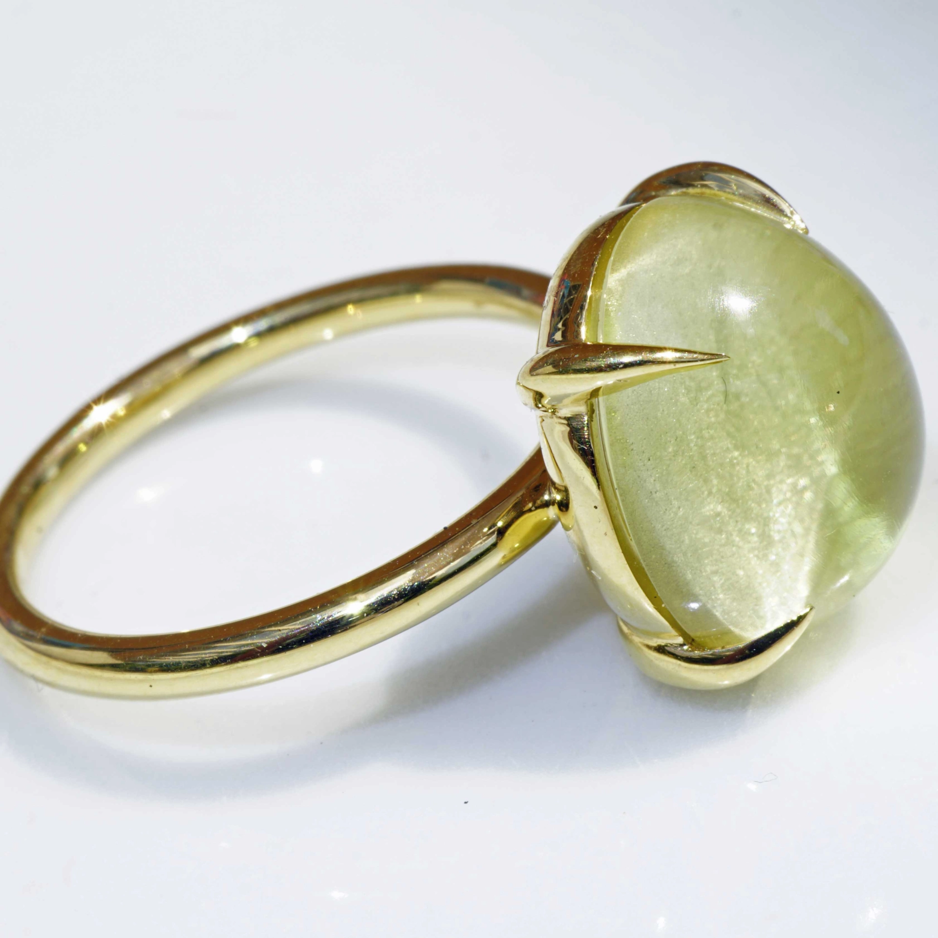 Lemon Quartz Ring 13x12 mm 18kt Yellow Gold...perfect Combination Ring