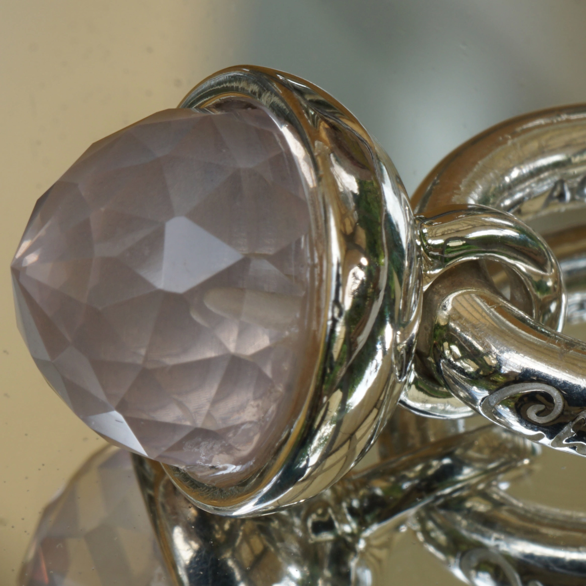 Original Chilango Rosenquarz Anhänger Oak Grand Palais 925er Silber toller Schliff