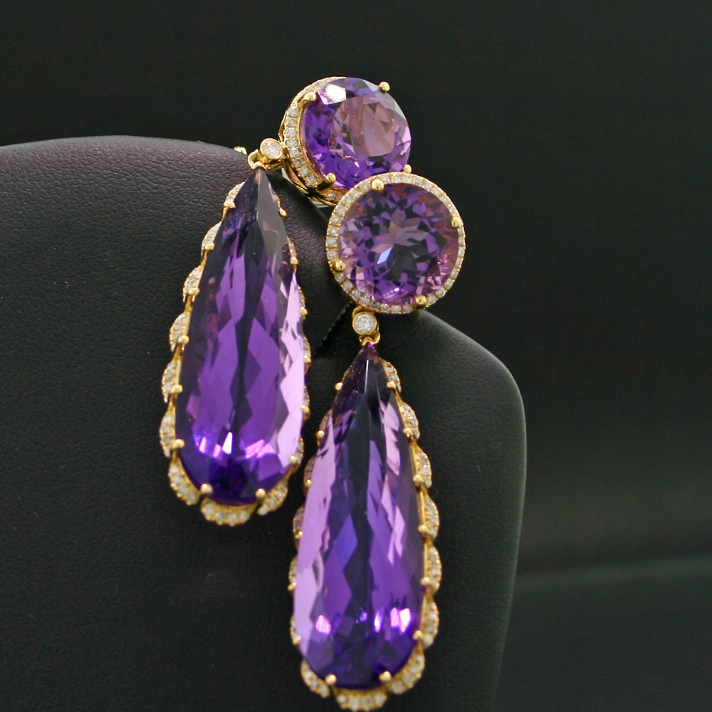 Amethyst-Brillant-Ohrstecker/Clip, 750/-GG., SW 5190.-EUR