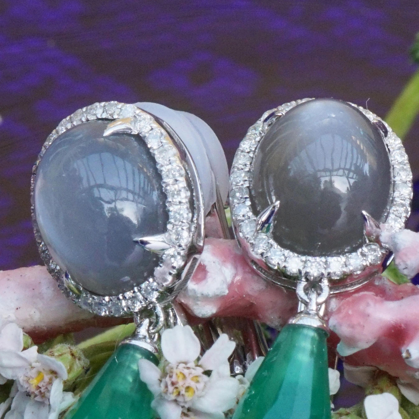 Diamand Agate Earrings 18 kt Whitegold....Nights in Bali