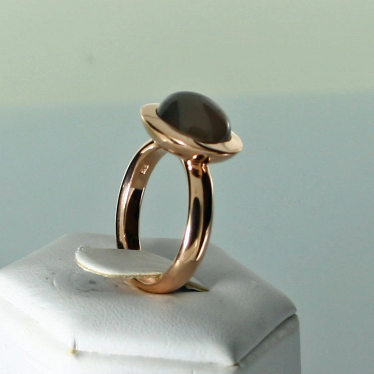 Chilango Ring Calzedony 925 Silver rose goldplated modern shape 17 mm Rw