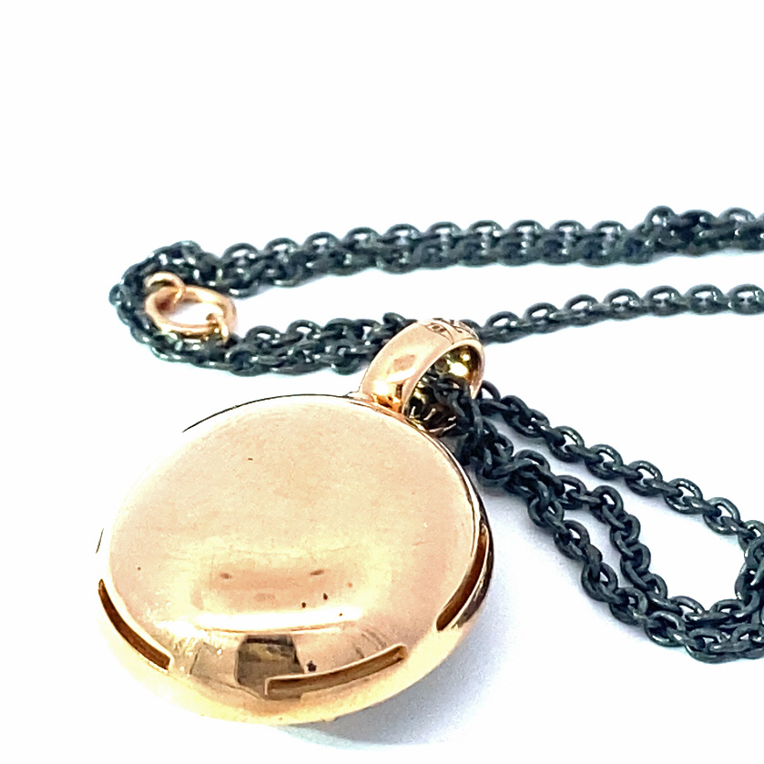 Transparent Moonstone Diamond Pendant with Chain in 750 Rose Gold black rhodium-plated from Madagascar