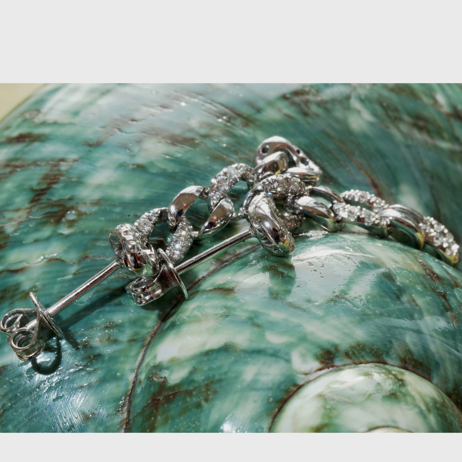 Brilliant Earrings with Studs Armor Links 0.26 ct 18 kt White Gold...fits great to Gold Jewellery