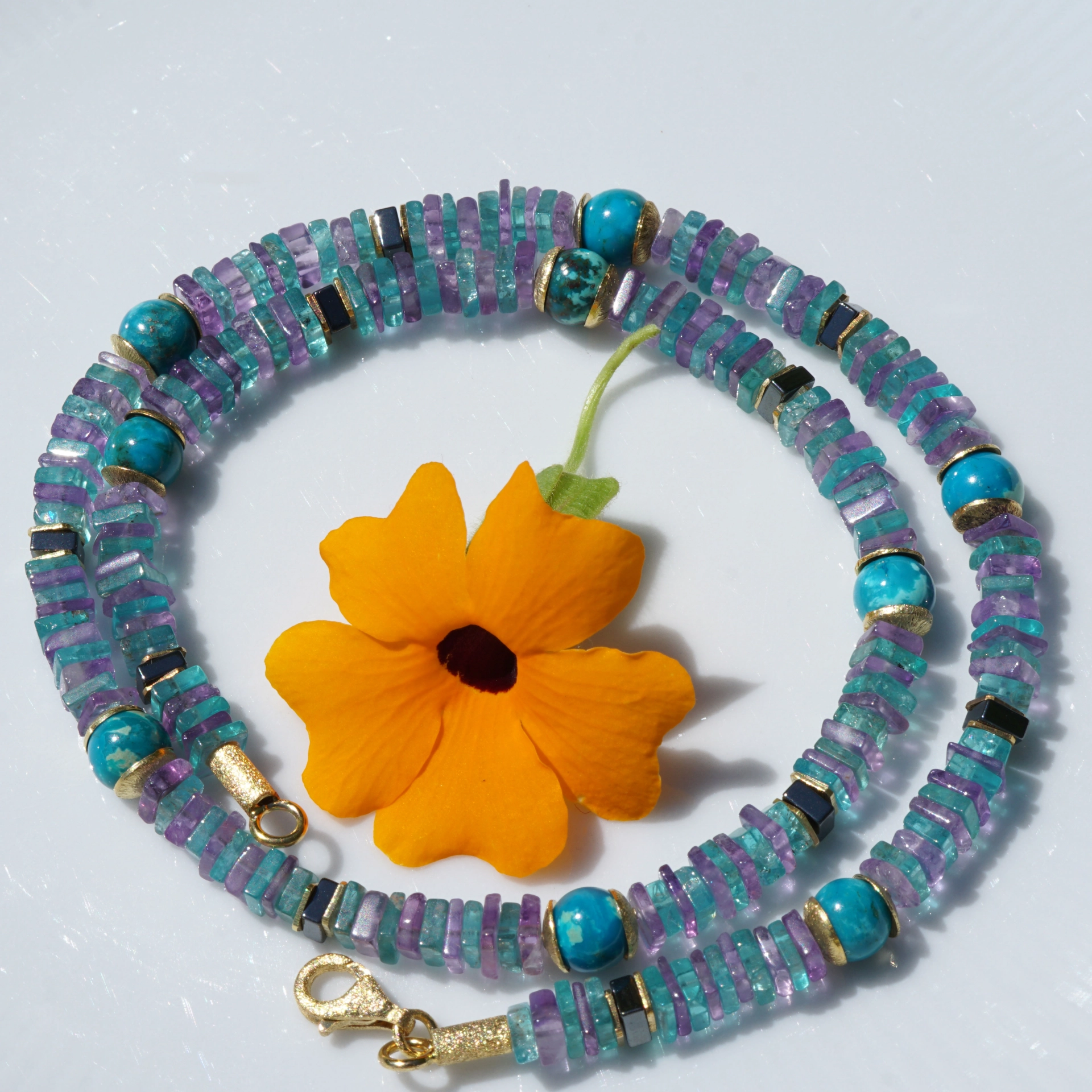 Apatite, Amethyst and Amazonite Necklace....what a Color!