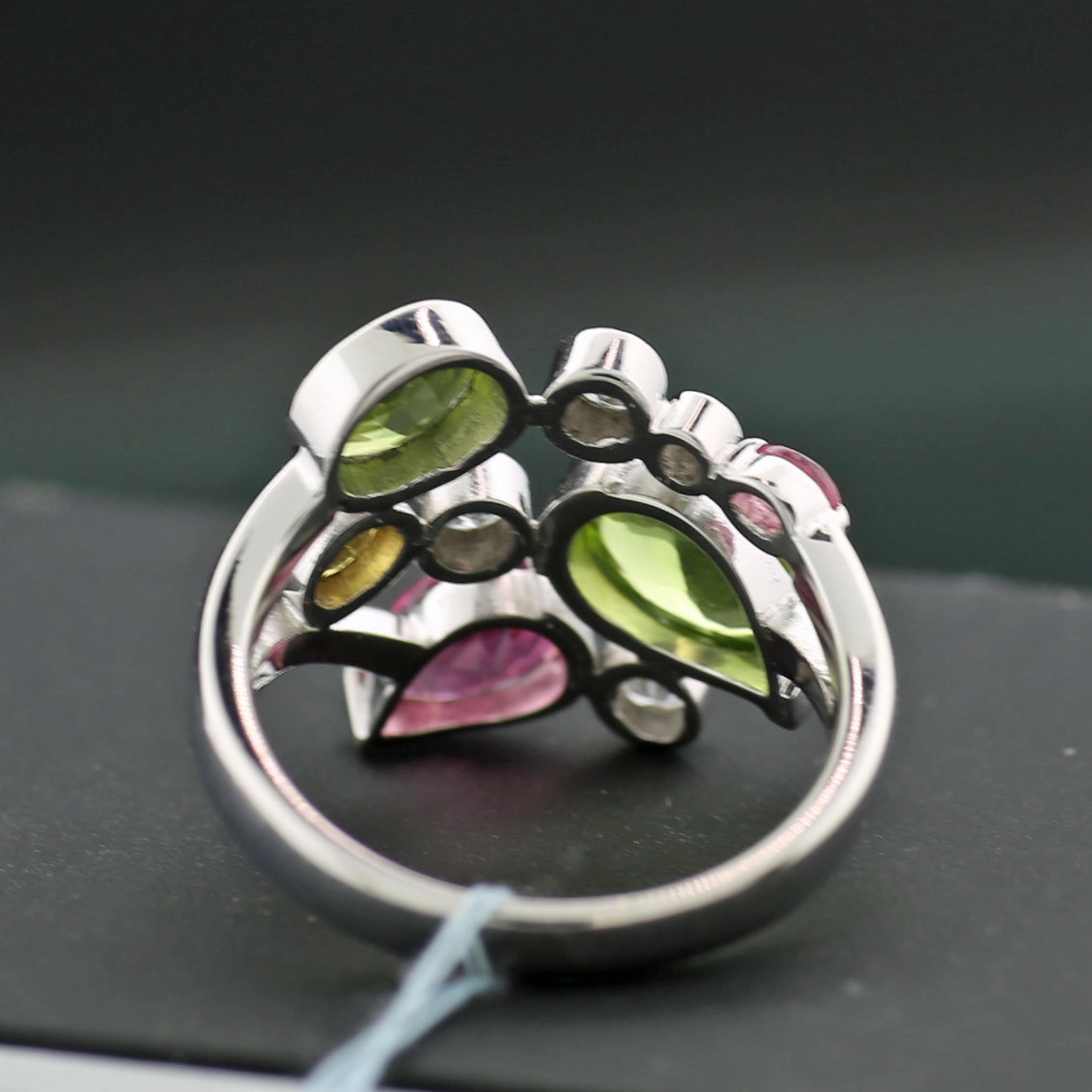 FARBEN! RING Brillant 0.34/1.89 ct Peridot/Turmalin/Saphir 750er Gold