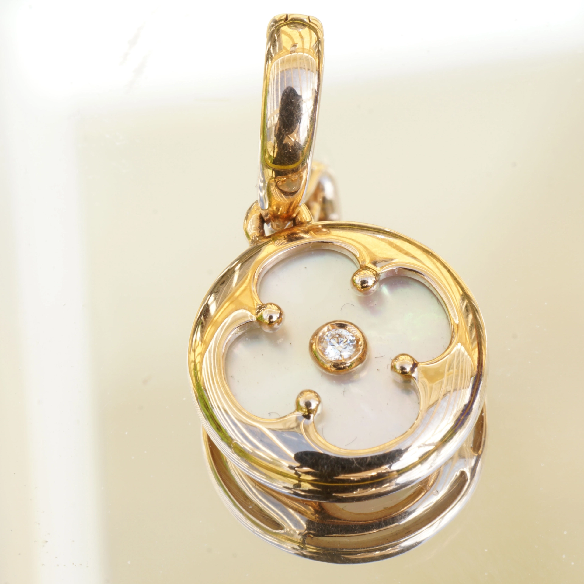 Cloverleaf Pendant with Brilliants 750 Rose Gold made in Italy