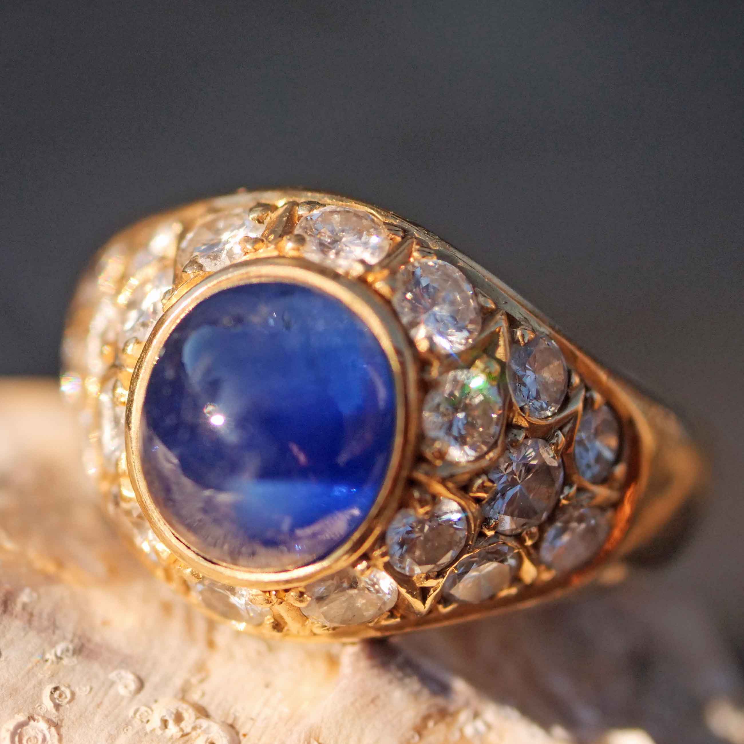 Saphire Brilliant Ring 18 kt Yellow Gold 1.44 ct TW-W / VS-SI