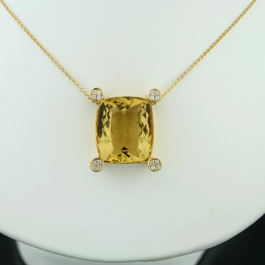 Edelstein-Brillant-Anhänger m. Kette, 18 Karat Gold