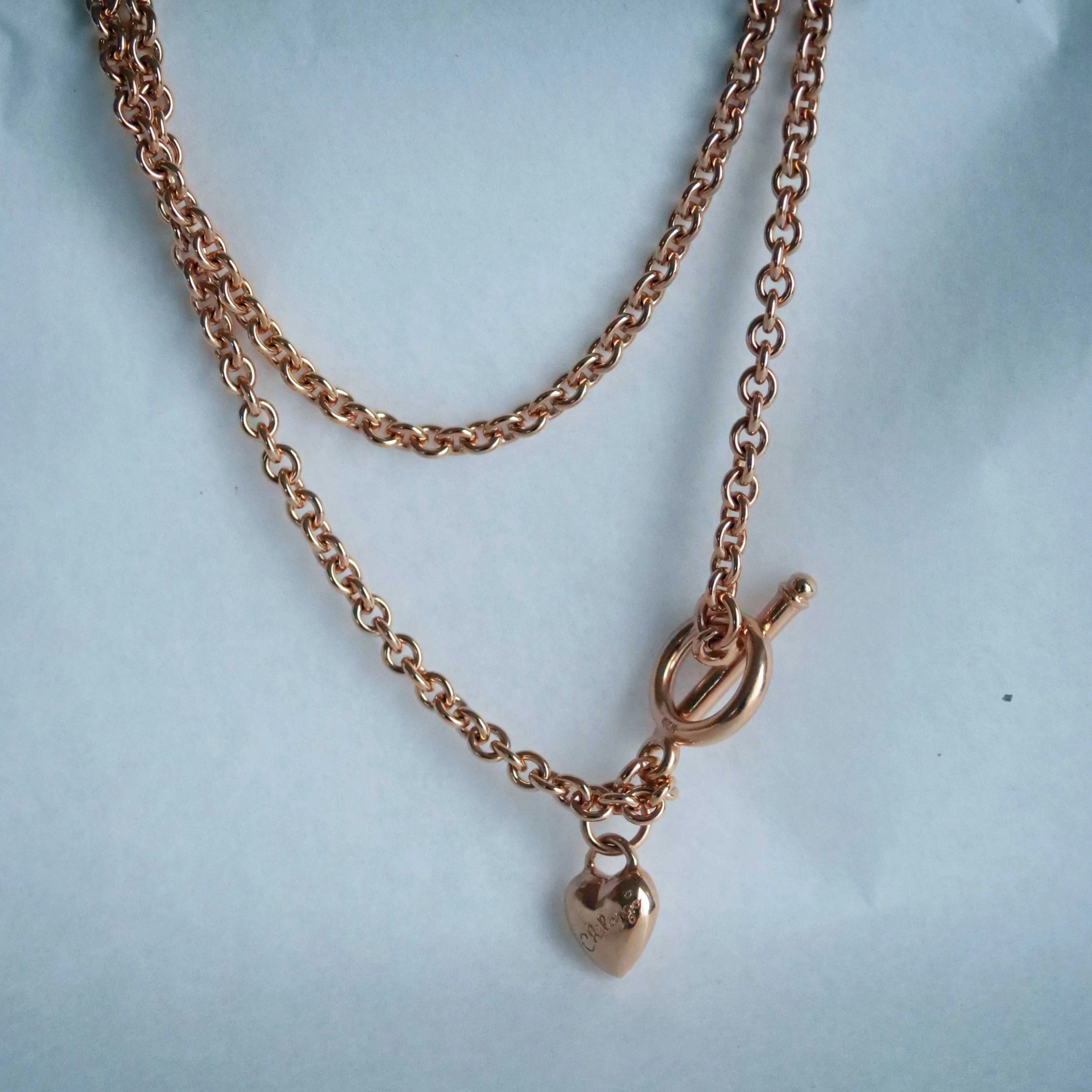 Chilango long Jewelry Chain in 85 cm fine Luxury 925 Silver rose gold plated
