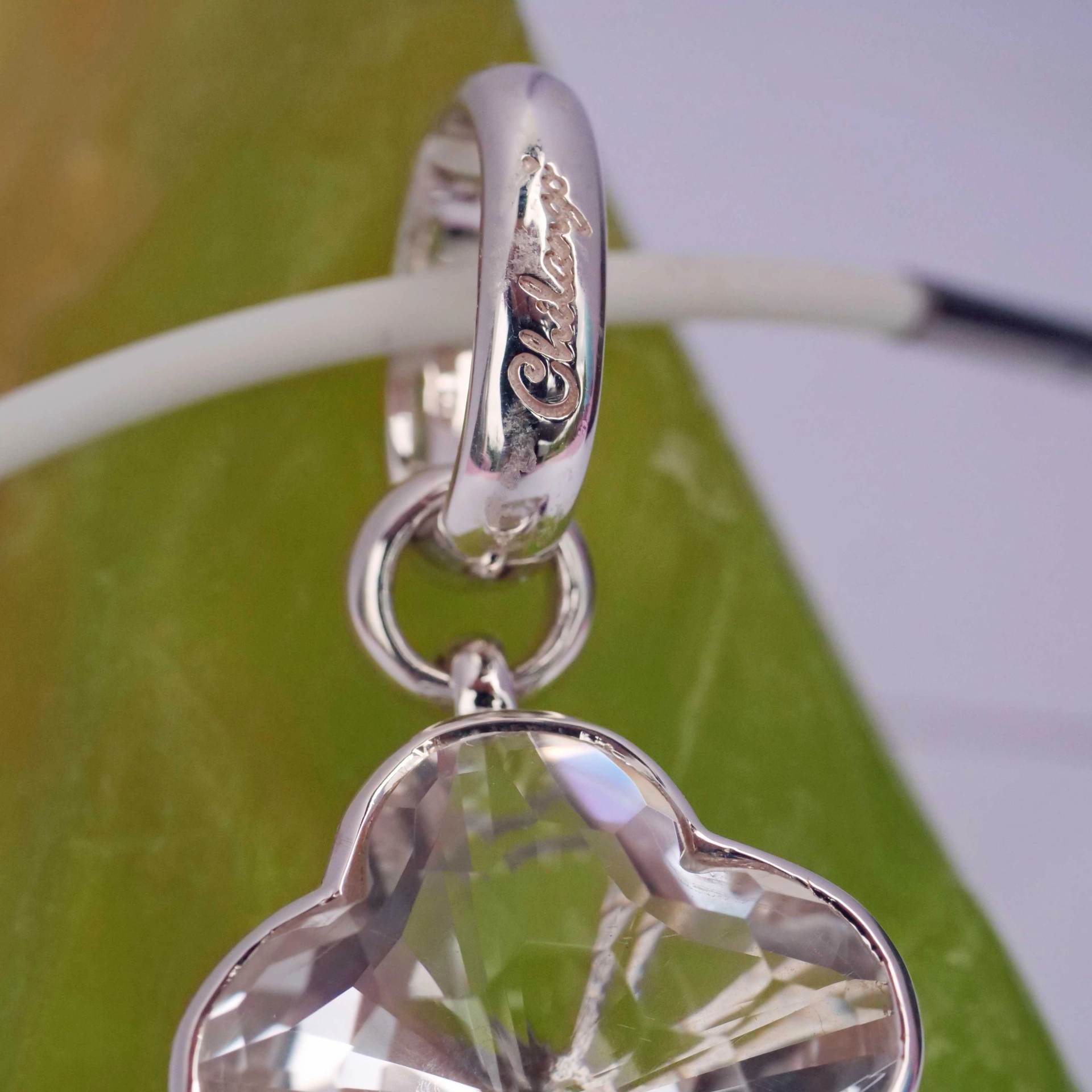 Chilango Anhänger White Quarz Flower Diamond Cut 925er Silber Sonderschliff Bergkristall