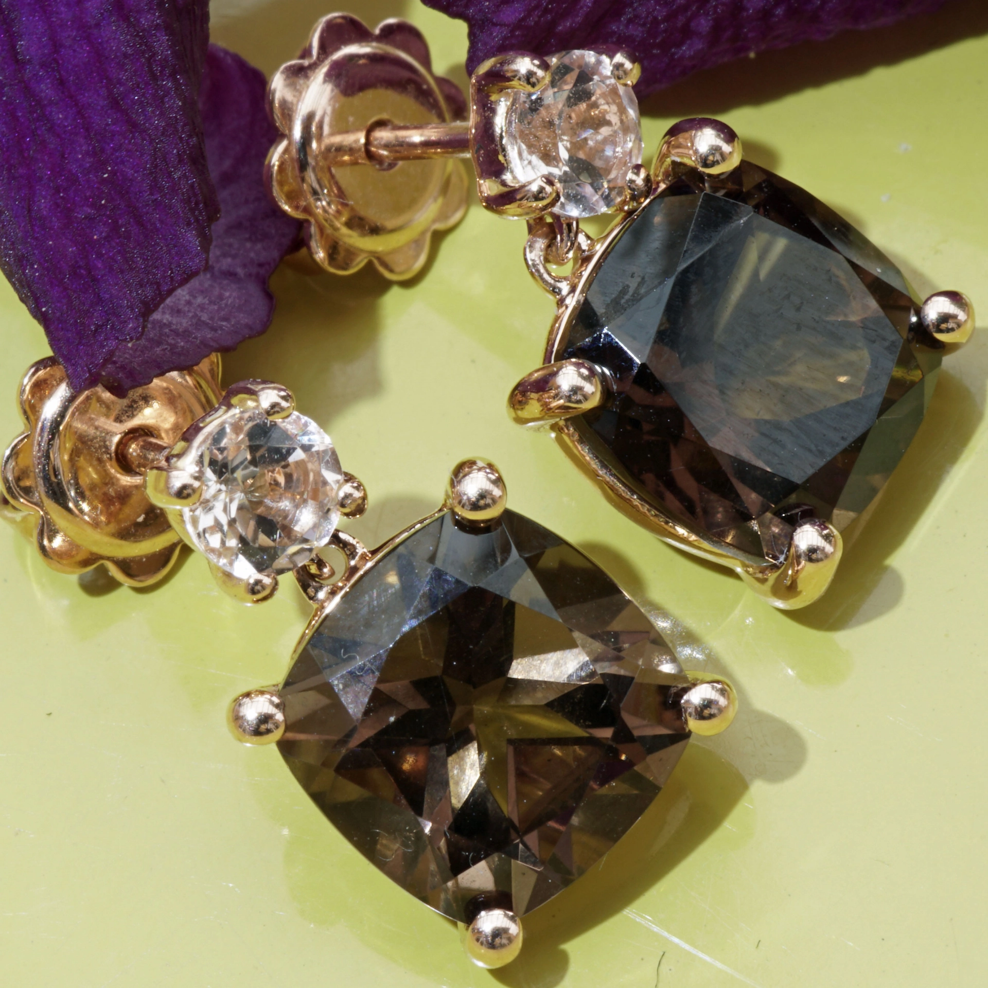 Brown Smokeyquartz and Morganite....ideal Kombination with Rosegold