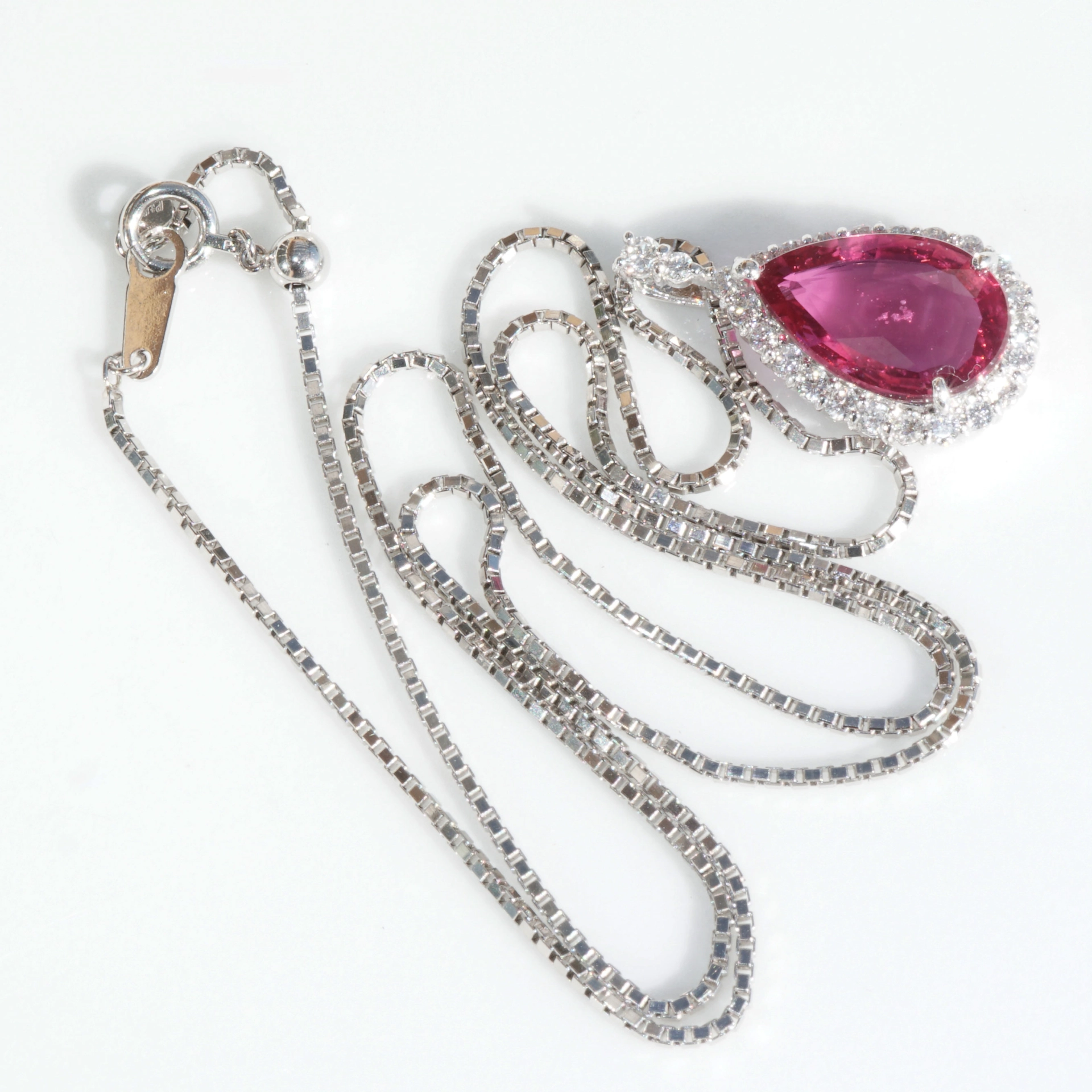 Ruby Brilliant Pendant 3.03 ct unheated Mozambique AIGS Certificate 950 platinum 0.43 ct Rare Size