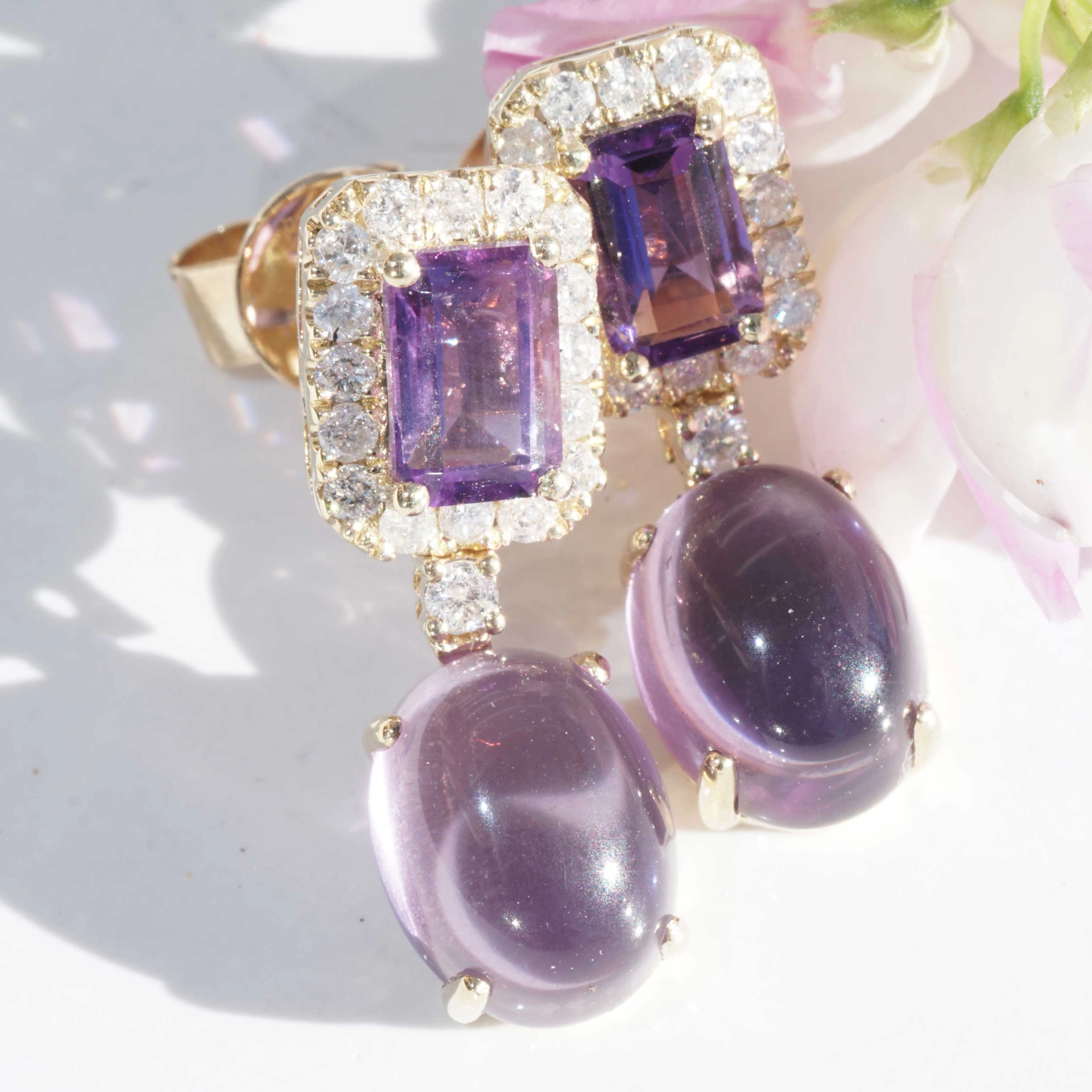 Amethyst Brilliant Earrings 4.60 ct 0.40 ct ....Color Purple to fall in Love
